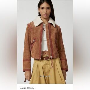 Blank NYC Suede Sherpa aviator Jacket (never worn) shearling tan zip coat large